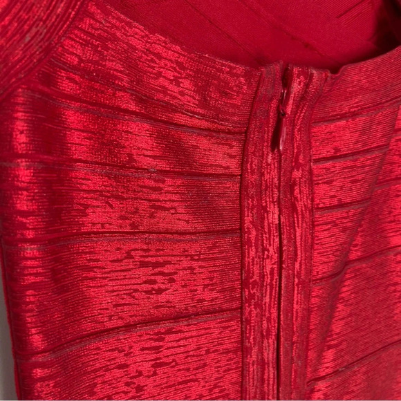 Herve Leger Red Mini Dress - Picture 9 of 10